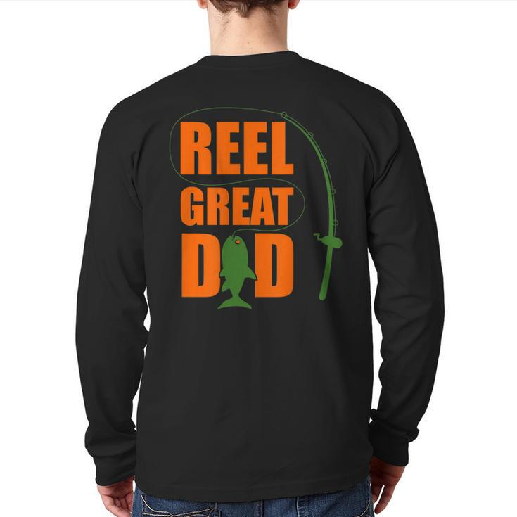 Orange Father`S Day For Fisherman Reel Great Dad Back Print Long Sleeve T-shirt