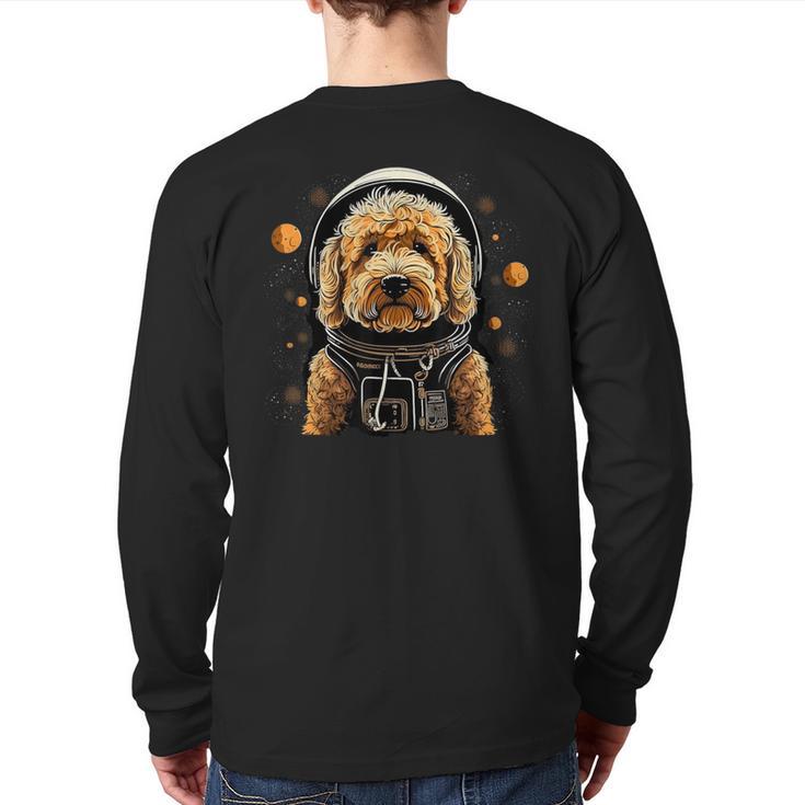 Outer Space Golden Doodle On Galaxy Astronaut Goldendoodle Back Print Long Sleeve T-shirt