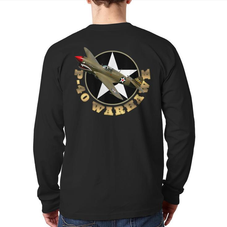 P-40 Warkhawk Fighter Aircraft Ww2 Airplane Military Back Print Long Sleeve T-shirt