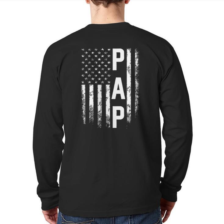 Pap America Flag For Men Father's Day Back Print Long Sleeve T-shirt