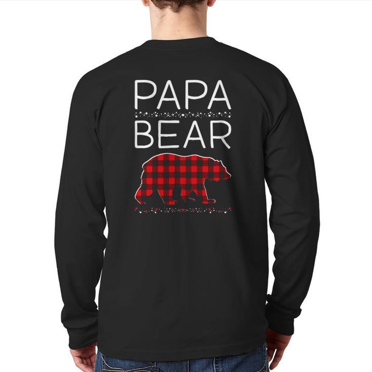 Papa Bear Christmas Pajamas Matching Family Plaid Men Back Print Long Sleeve T-shirt