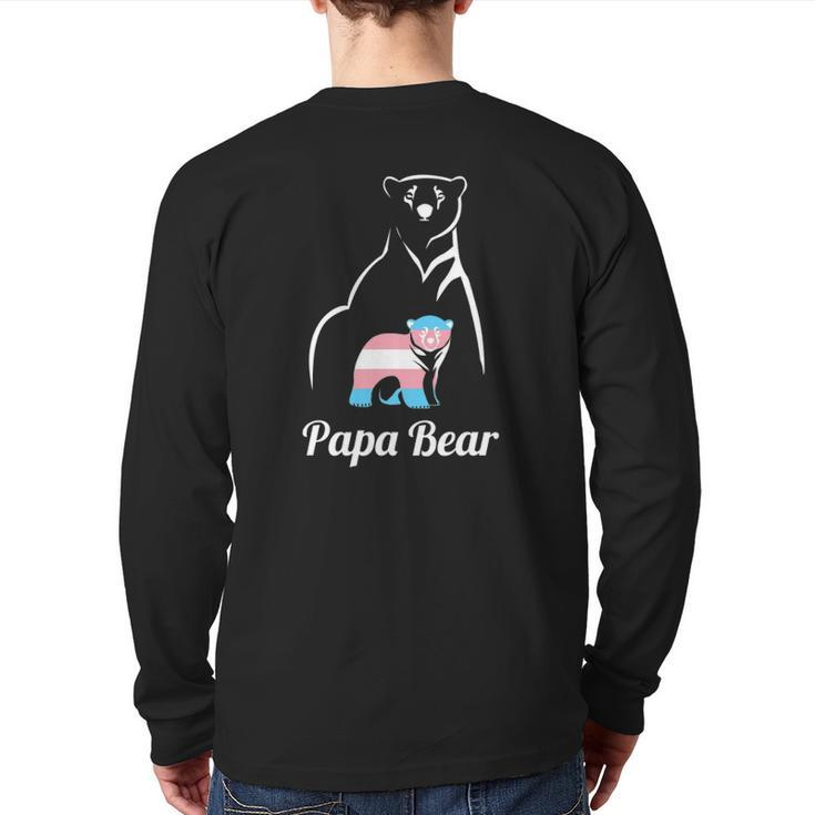Papa Bear Transgender Dad Trans Child Lgbt Trans Pride Back Print Long Sleeve T-shirt