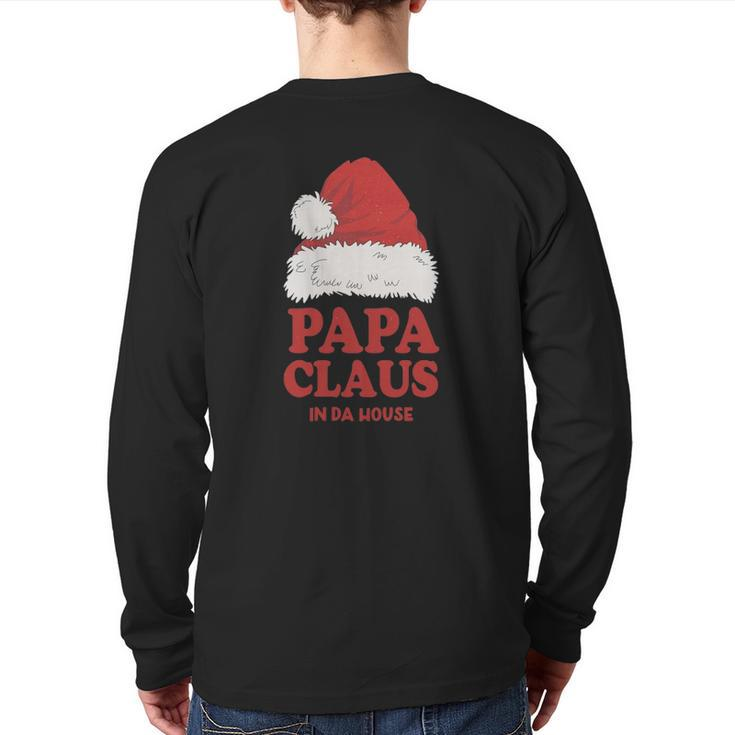 Papa Claus Christmas Dad Santa Family Matching Pajamas Xmas Back Print Long Sleeve T-shirt