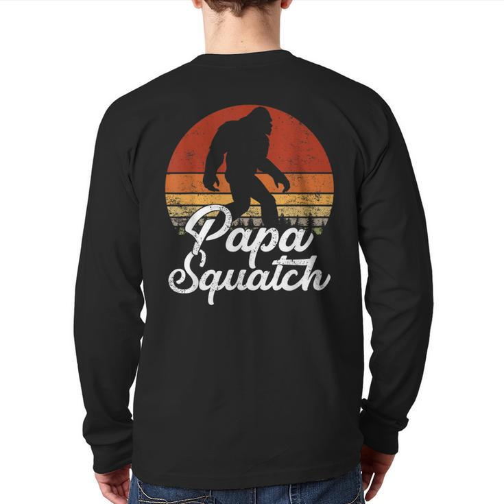 Papa Squatch Dad Bigfoot Sasquatch Vintage Retro Fathers Day Back Print Long Sleeve T-shirt