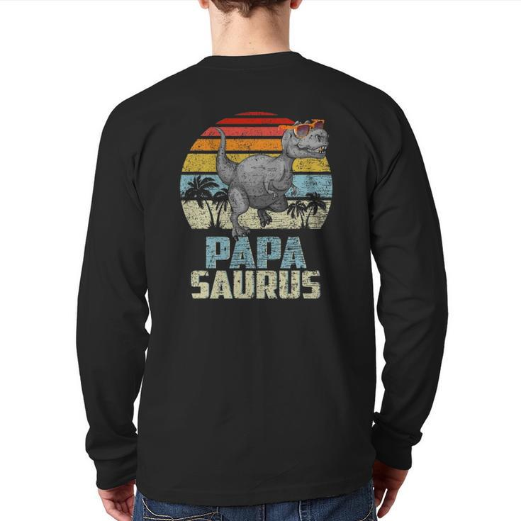 Papasaurus Rex Dinosaur Papa Saurus Family Matching Back Print Long Sleeve T-shirt