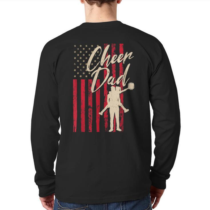 Patriotic American Flag Cheer Dad Fathers Day Coach Pride Back Print Long Sleeve T-shirt