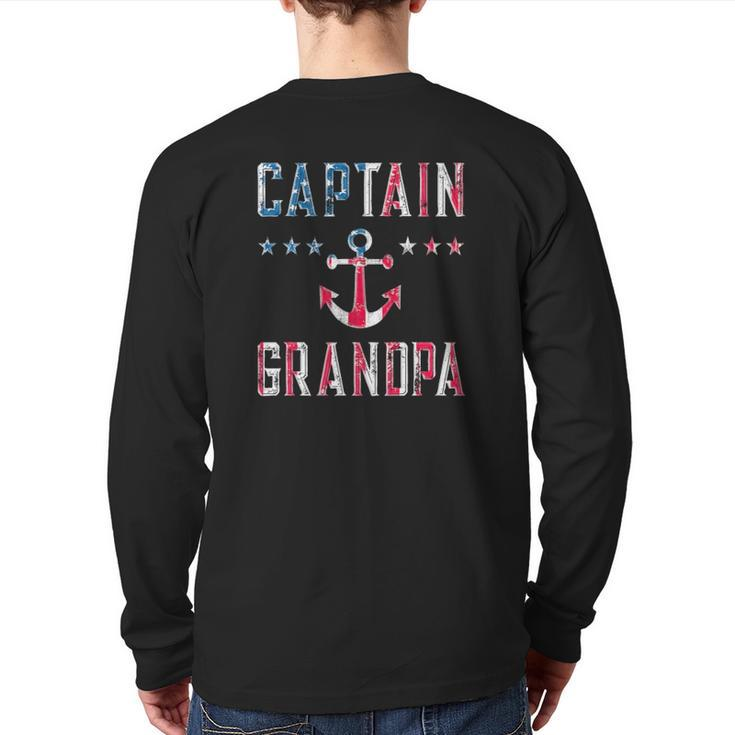 Patriotic Captain Grandpa American Flag Boating 4Th Of July Back Print Long Sleeve T-shirt
