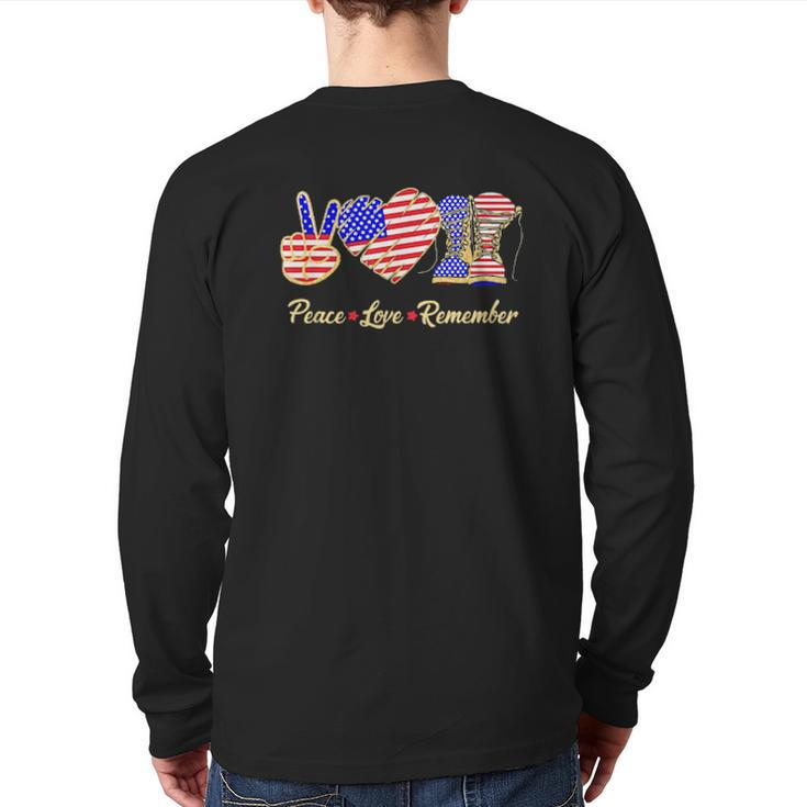 Peace Love Remember Veteran America Back Print Long Sleeve T-shirt