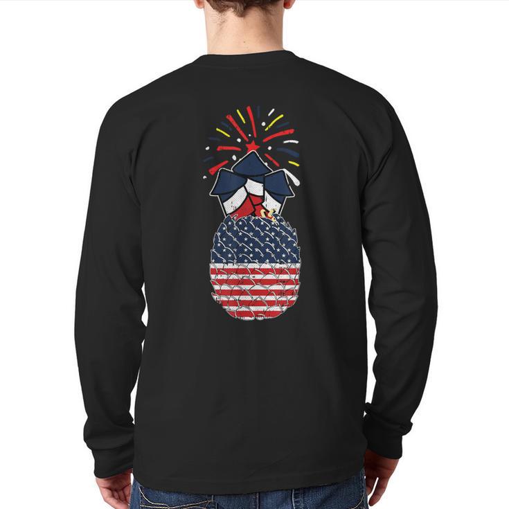 Pineapple American Flag 4Th Of July Cool Hawaiian Patriotic Back Print Long Sleeve T-shirt