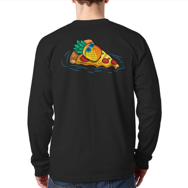 Pineapple Pizza Hawaiian Floating Food Snack Lover Back Print Long Sleeve T-shirt