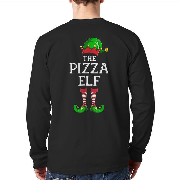 Pizza Elf Matching Family Group Christmas Party Pajama Back Print Long Sleeve T-shirt