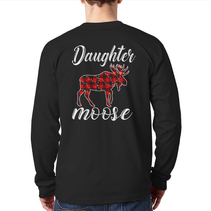 Plaid Daughter Moose Christmas Light Matching Costume Family Back Print Long Sleeve T-shirt