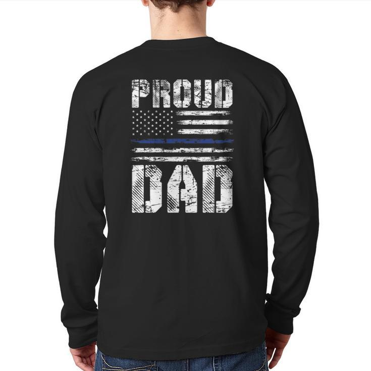 Police Officer Father's Day Us Pride Police Back Print Long Sleeve T-shirt