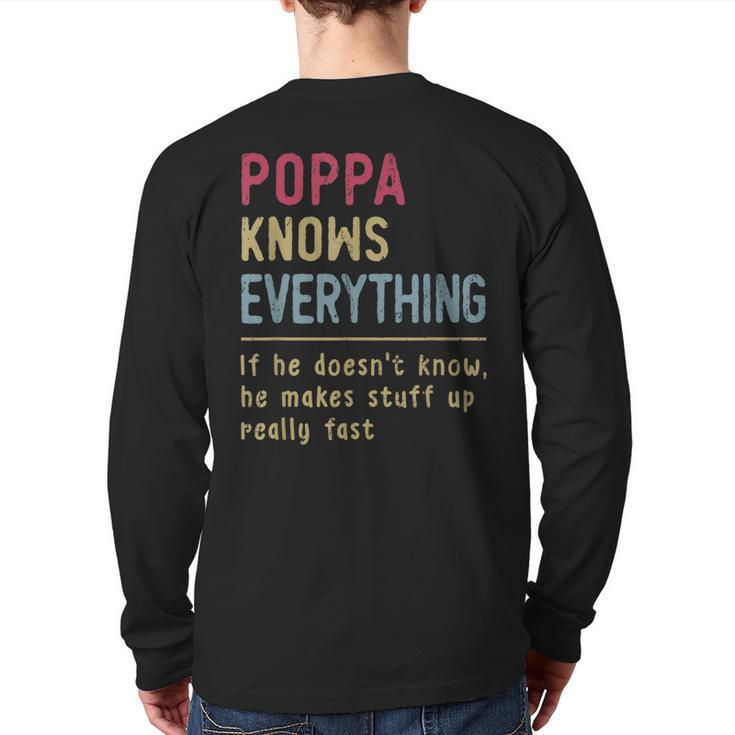 Poppa Know Everything Grandpa Back Print Long Sleeve T-shirt