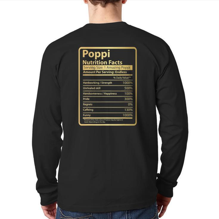 Poppi Nutrition Facts Father's Day For Poppi Back Print Long Sleeve T-shirt