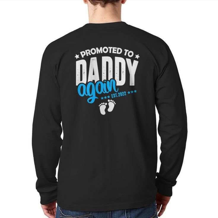 Promoted To Daddy Again 2022 It's A Boy Baby Announcement Back Print Long Sleeve T-shirt