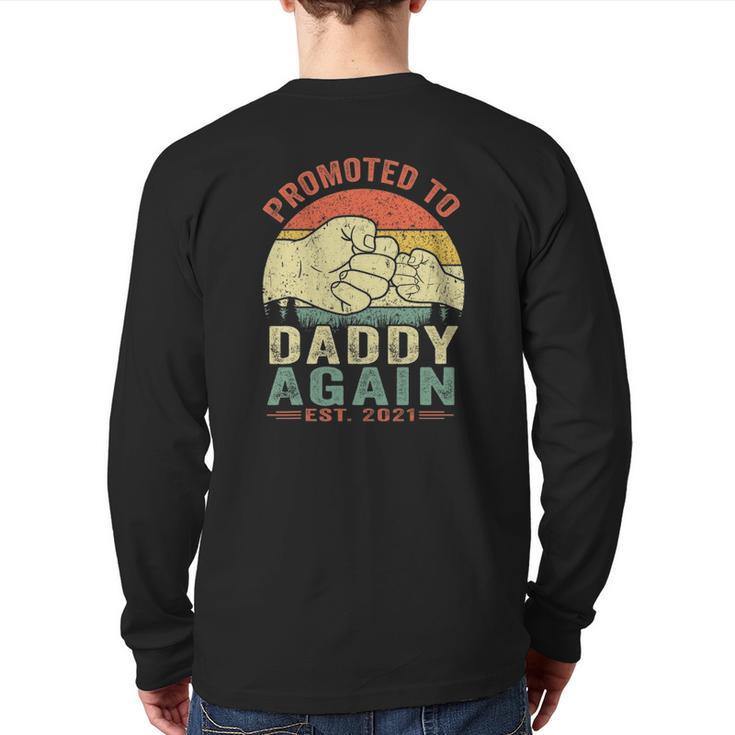 Promoted To Daddy Again Est2021 Father's Day Back Print Long Sleeve T-shirt