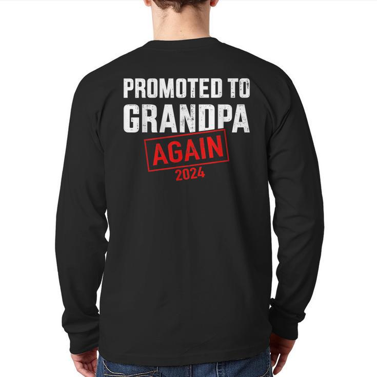 Promoted To Grandpa 2024 Again For New Baby Grandfather Back Print Long Sleeve T-shirt