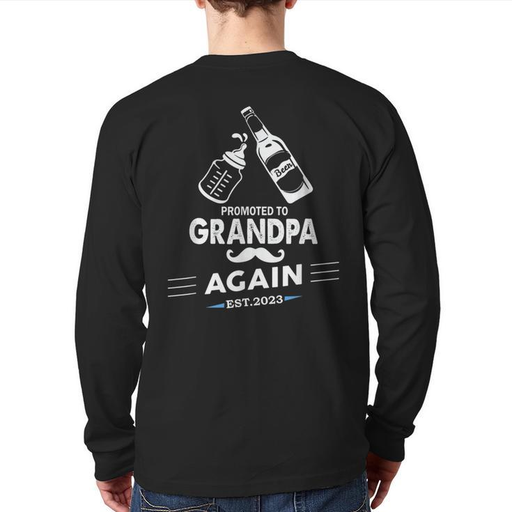Promoted To Grandpa Again 2023 Baby Pregnancy Announcements Back Print Long Sleeve T-shirt