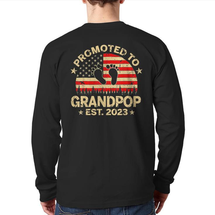 Promoted To Grandpop 2023 First Time Fathers Day New Dad Back Print Long Sleeve T-shirt