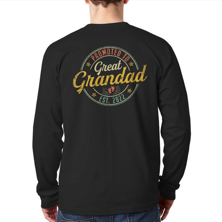 Promoted To Great Grandad 2022 Fathers Day First New Grandpa  Grandpa  Back Print Long Sleeve T-shirt