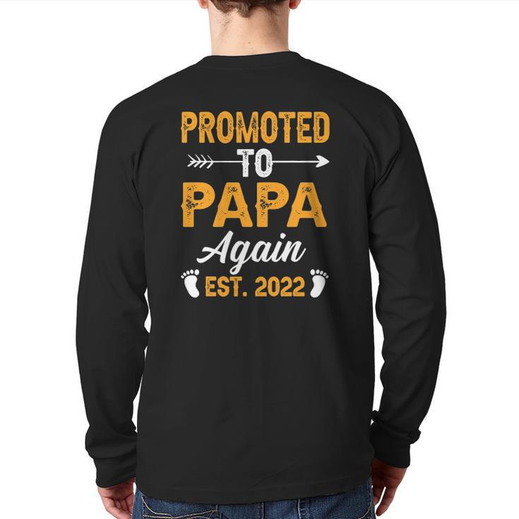 Promoted To Papa Again Est 2022 Father's Day First Time Back Print Long Sleeve T-shirt