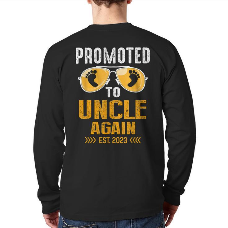 Promoted To Uncle Again 2023 Soon To Be Dad Again Back Print Long Sleeve T-shirt