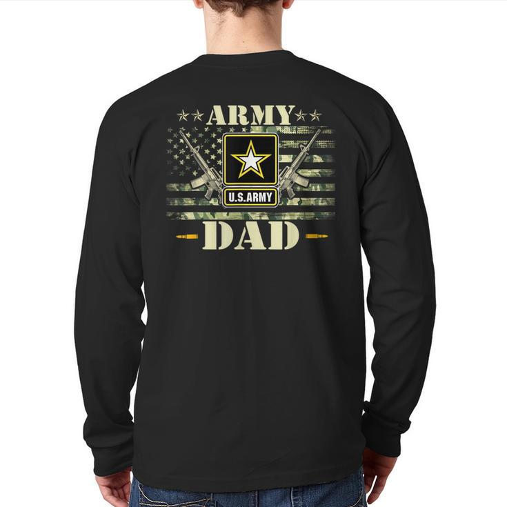 Proud Army Dad United States Usa Flag Father  Back Print Long Sleeve T-shirt