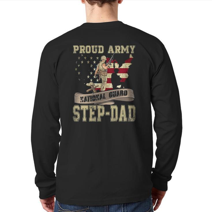 Proud Army National Guard Step-Dad Veterans Day Back Print Long Sleeve T-shirt