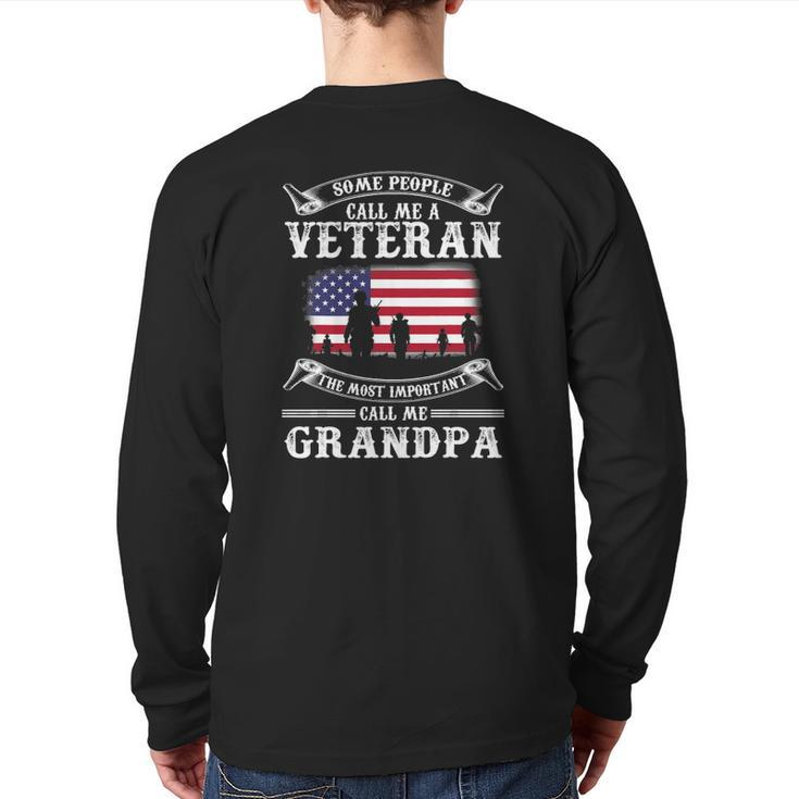 Proud Army Veteran Grandpa Father's Day 2021  Back Print Long Sleeve T-shirt