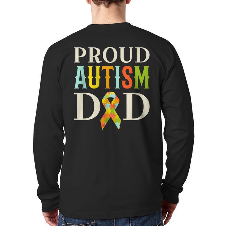 Proud Autism Dad Autism Awareness Back Print Long Sleeve T-shirt