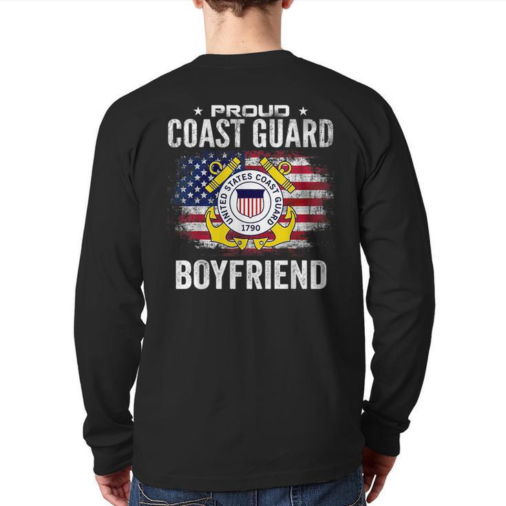 Proud Coast Guard Boyfriend With American Flag Veteran Veteran  Back Print Long Sleeve T-shirt