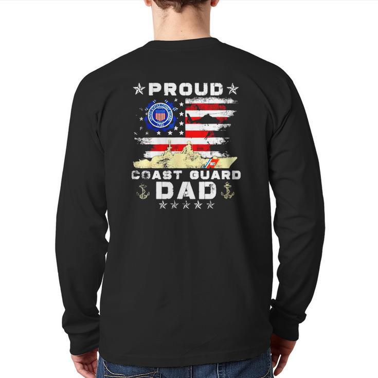 Proud Coast Guard Dad American Flag Back Print Long Sleeve T-shirt