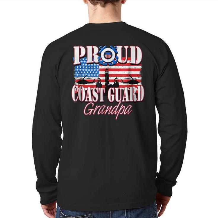Proud Coast Guard Grandpa Usa Flag Men Grandpa  Back Print Long Sleeve T-shirt