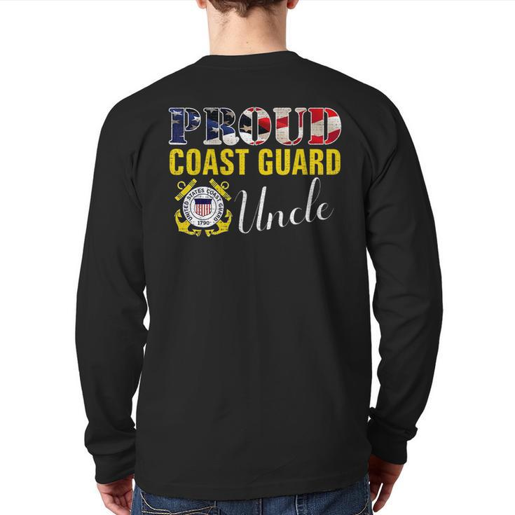 Proud Coast Guard Uncle With American Flag For Veteran Day Veteran  Back Print Long Sleeve T-shirt