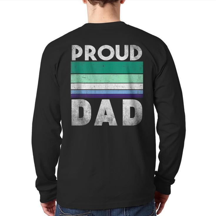 Proud Dad Mlm Pride Lgbt Ally Gay Male Mlm Flag Back Print Long Sleeve T-shirt