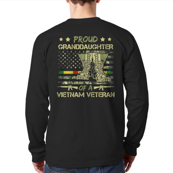 Proud Granddaughter Of A Vietnam Veteran Camouflage Flag Back Print Long Sleeve T-shirt
