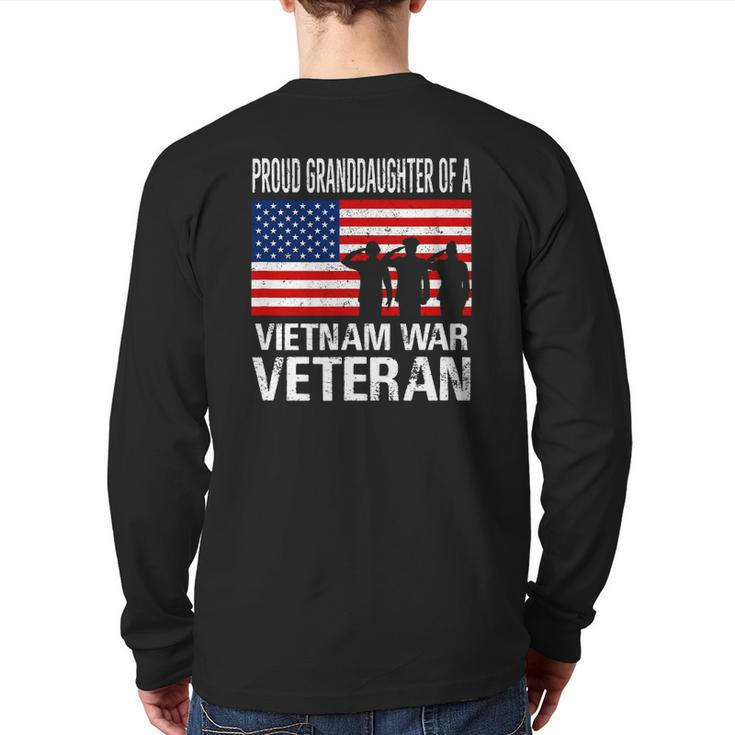 Proud Granddaughter Vietnam War Veteran Matching Grandfather Back Print Long Sleeve T-shirt