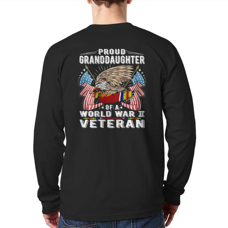Proud Granddaughter Of A World War 2 Veteran Army Vet Family Back Print Long Sleeve T-shirt