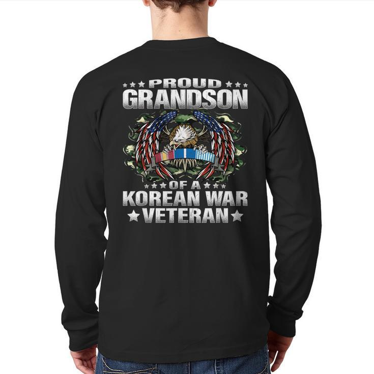 Proud Grandson Of A Korean War Veteran Military Vets Family Back Print Long Sleeve T-shirt