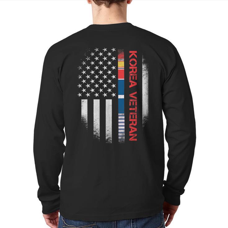 Proud Korea Veteran Us Flag T Korean War Military Back Print Long Sleeve T-shirt