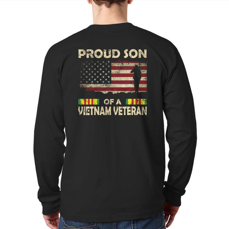 Proud Son Of Vietnam Veteran Tee American Flag Back Print Long Sleeve T-shirt