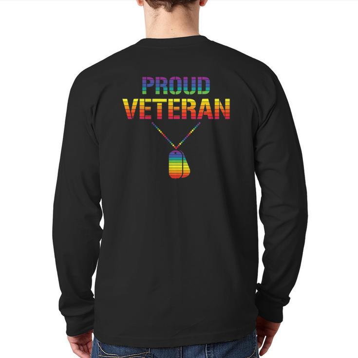 Proud Veteran Lgbtq Veterans Day Gay Pride Army Military Back Print Long Sleeve T-shirt