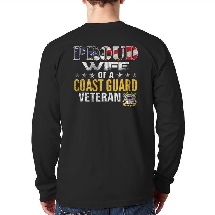 Proud Wife Of A Coast Guard Veteran American Flag Military Tank Top Back Print Long Sleeve T-shirt