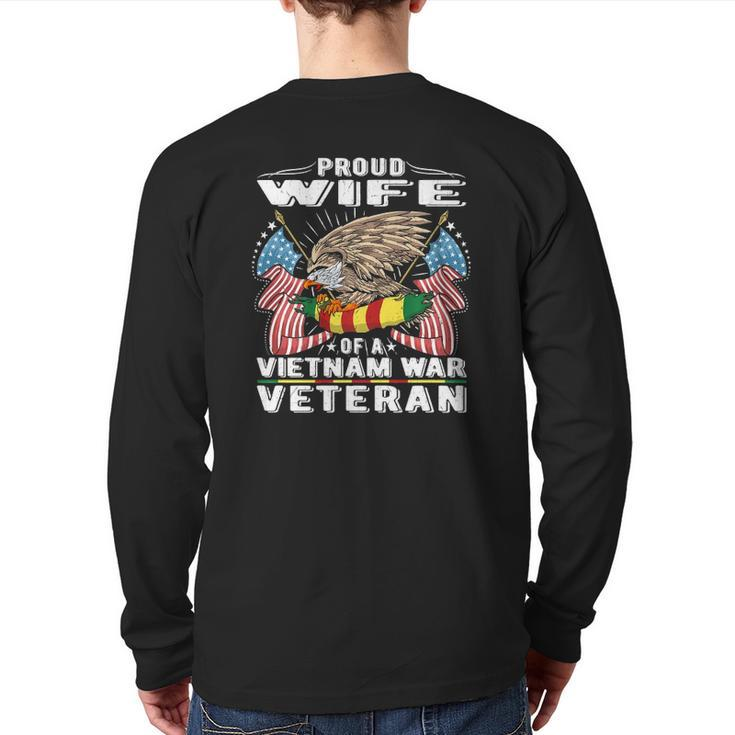 Proud Wife Of Vietnam War Veteran Military Vet's Spouse  Back Print Long Sleeve T-shirt