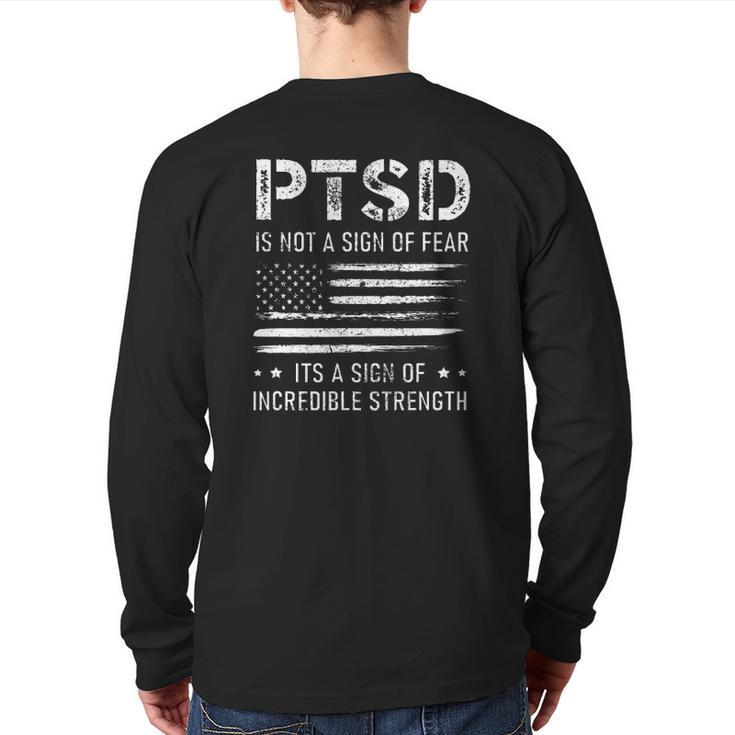Ptsd Awareness American Flag Veteran Soldier Mental Health Back Print Long Sleeve T-shirt