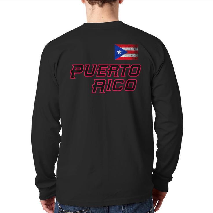 Puerto Rico 2023 Vintage Flag Pride Pr Boricua Puerto Rico Back Print Long Sleeve T-shirt