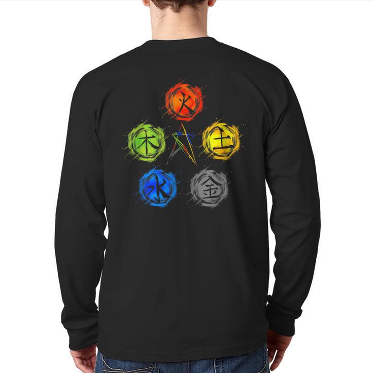 Qigong Five Elements Balance Tai Chi Back Print Long Sleeve T-shirt