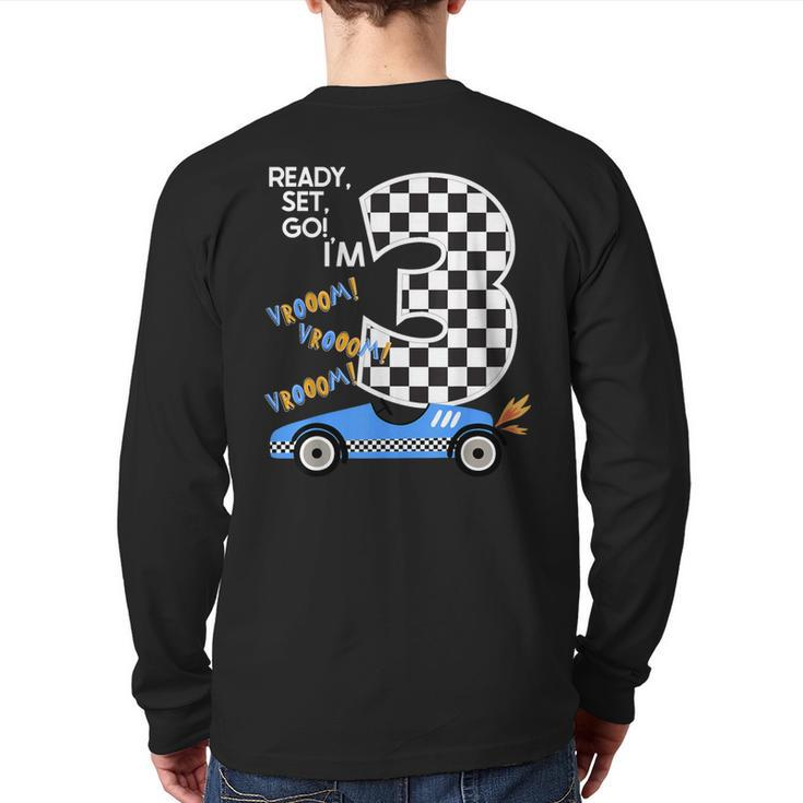 Race Car 3Rd Birthday Party Racing Car Driver 3 Birthday Boy Back Print Long Sleeve T-shirt