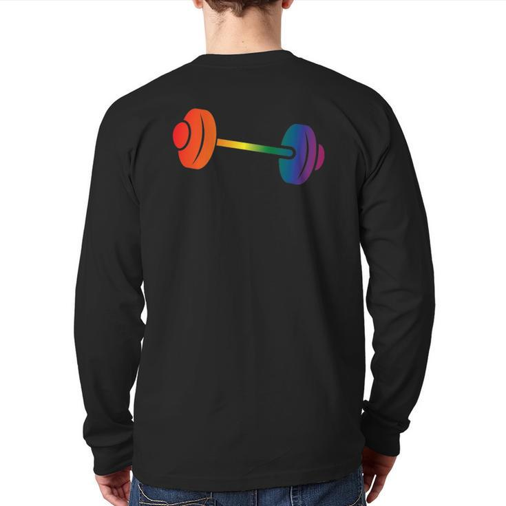 Rainbow Dumbbell For Gay Gym Owners And Lgbtq Fitness Back Print Long Sleeve T-shirt